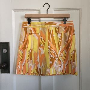 J.Crew Retro Print Orange Mini Skirt, Sz 6
